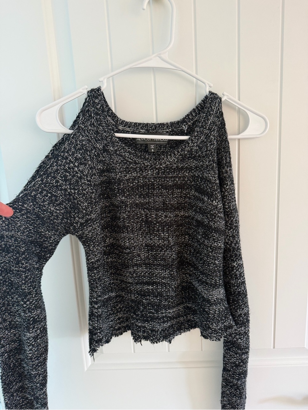 Almost Famous Black Marled Off-Shoulder Sweater